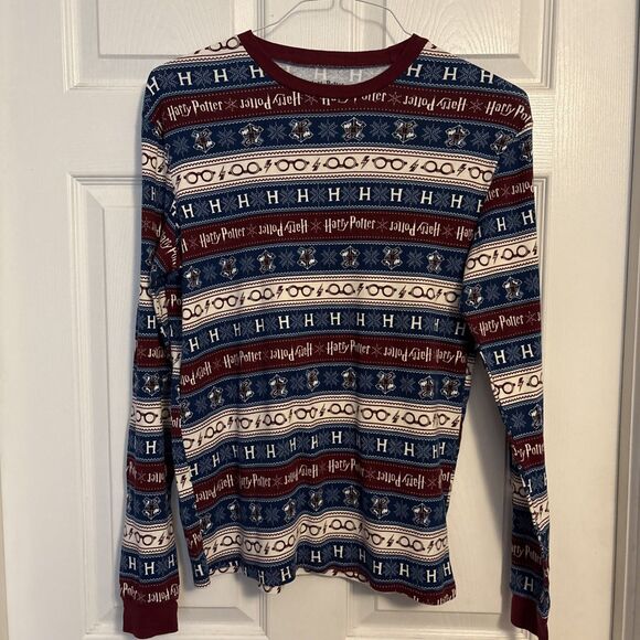 Harry Potter Long Sleeve Crew Neck Graphic Striped Lounge Shirt, Sz M - Picture 1 of 8
